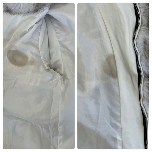 GUESS Oversized Faux Fur Jacket Gray Puffer Zip Up Coat SUPER SOFT Furry Sz L - Picture 9 of 11